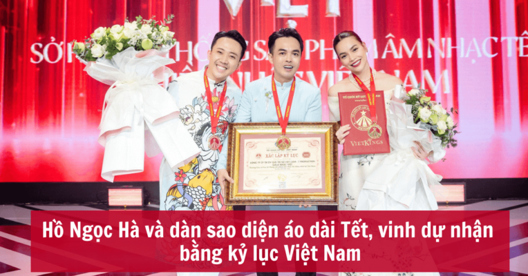 Hồ Ngọc Hà và dàn sao diện áo dài Tết, vinh dự nhận bằng kỷ lục Việt Nam (1)