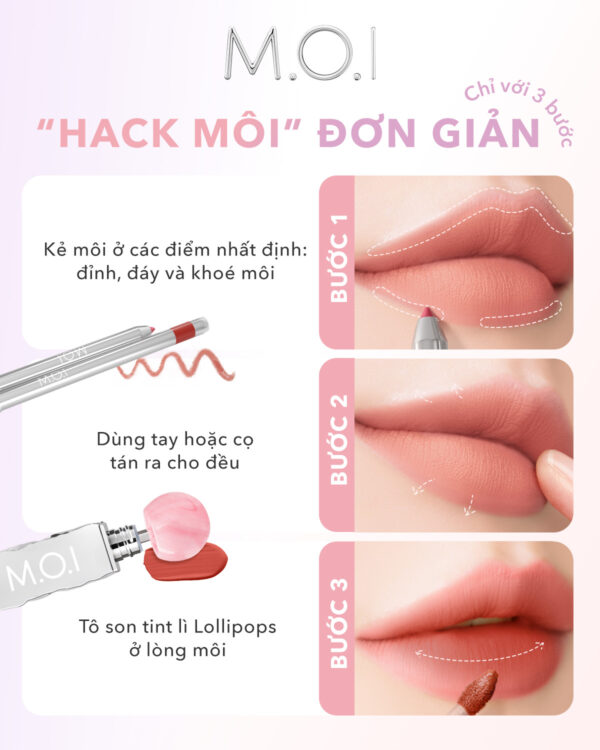 bộ đôi son tint lollipops và chì kẻ môi m.o.i