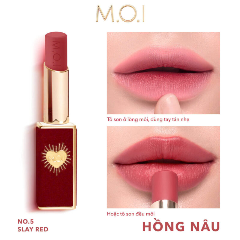son thỏi m.o.i queen of rose no.5 hồng nâu