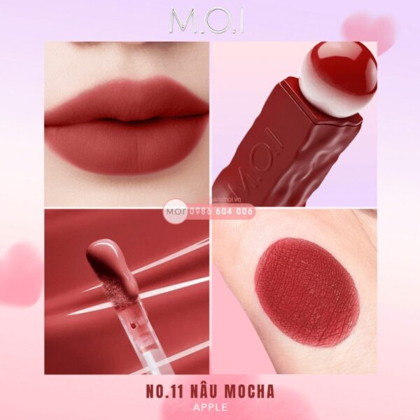son tint lì cotton candy m.o.i hồ ngọc hà no.11 apple nâu mocha