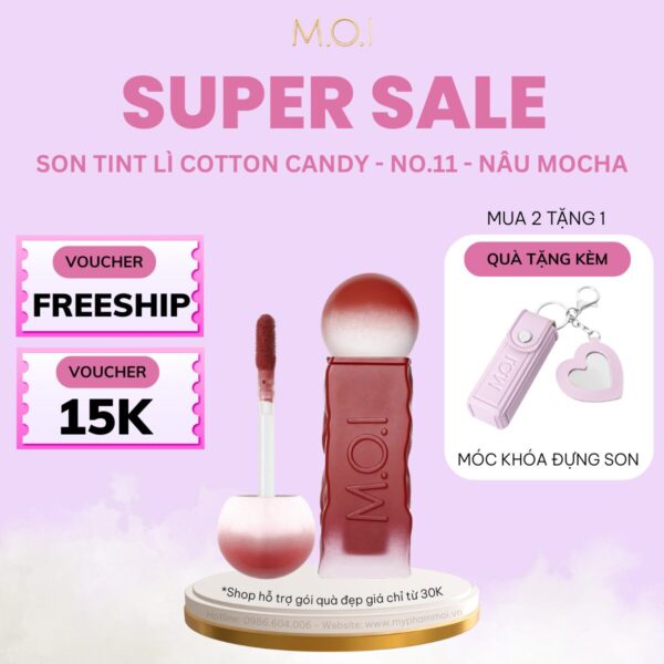 son tint lì cotton lollipops m.o.i hồ ngọc hà no.11 nâu mocha