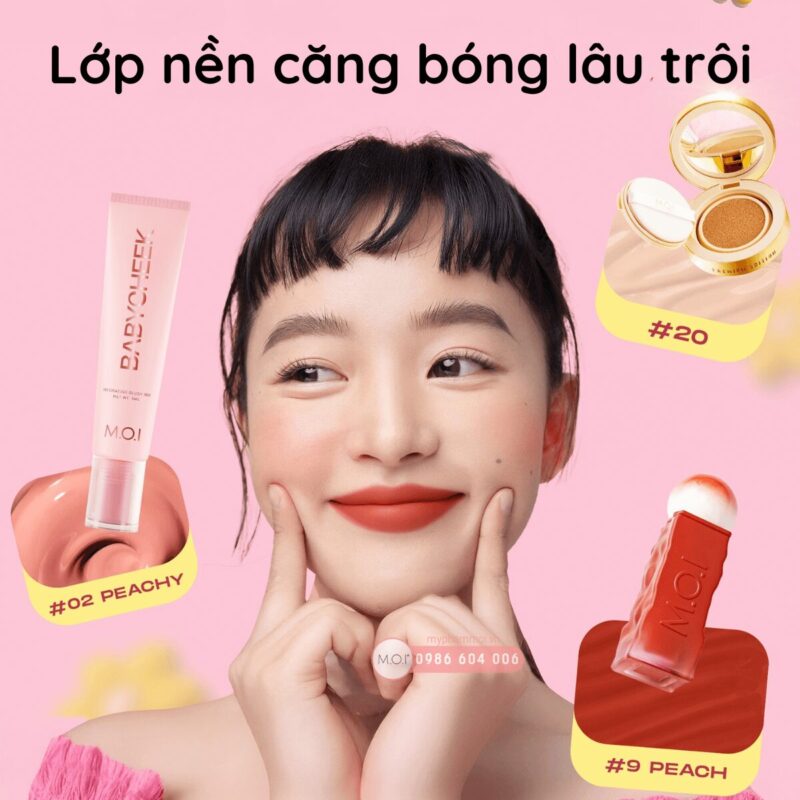 Xu hướng trang điểm nền căng bóng 2025 cùng bộ đôi quyền lực Phấn nước Premium Baby Cushion & má hồng sữa M.O.I Baby Cheek (5)