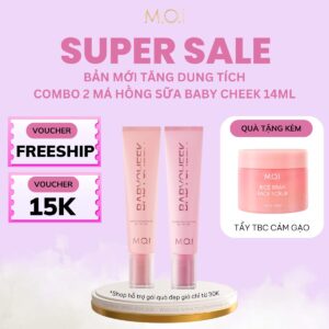 [VOUCHER 15K] [TẶNG TẨY TBC CÁM GẠO] [BẢN MỚI TĂNG DUNG TÍCH] COMBO 2 MÁ HỒNG SỮA M.O.I BABY CHEEK 14ML