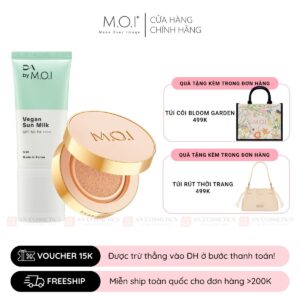 Bộ Đôi Trang Điểm Chống Nắng Mịn Lì Kem Chống Nắng Thuần Chay và Phấn Nước Premium Baby Skin Cushion