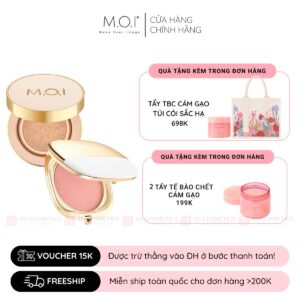 bộ đôi phấn nước m.o.i premium baby skin cushion và phấn má hồng lễ hội