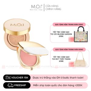 bộ đôi phấn nước premium baby skin cushion và phấn má hồng m.o.i