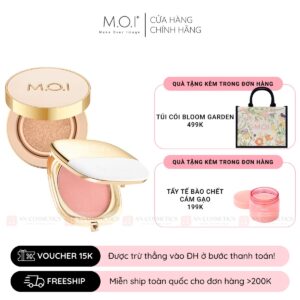 bộ đôi phấn nước premium baby skin cushion và phấn má hồng m.o.i