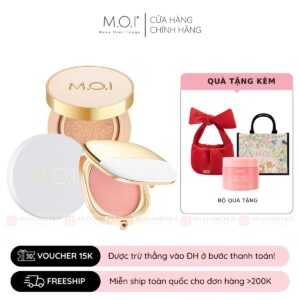 bộ trang điểm phấn nước premium baby skin và phấn phủ và phấn má hồng m.o.i
