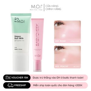 combo kem chống nắng thuần chay và má hồng sữa m.o.i