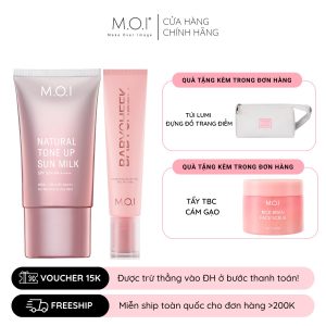 combo kem chống nắng thuần chay và má hồng sữa m.o.i png