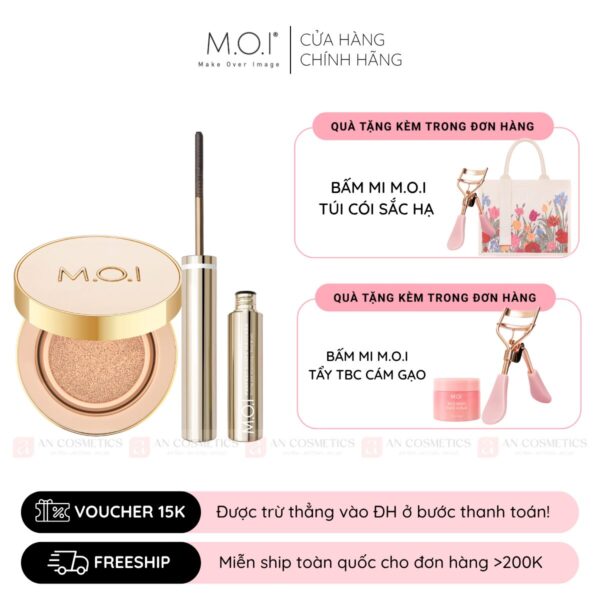 combo phấn nước premium baby skin cushion m.o.i và mascara m.o.i (2)