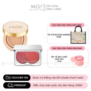 combo phấn premium baby skin và má hồng kem m.o.i
