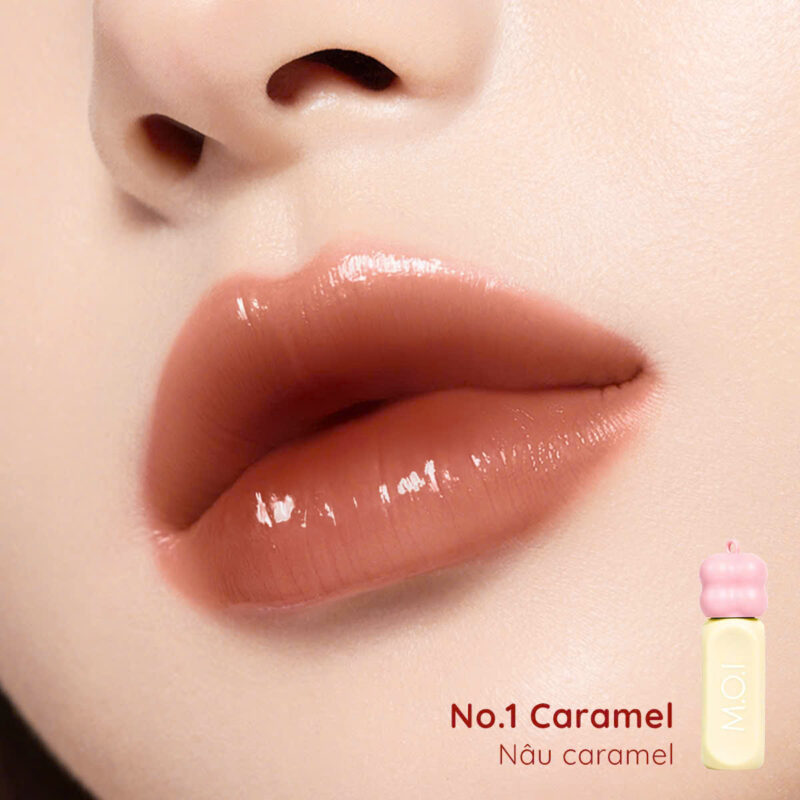 son tint bóng gummy m.o.i hồ ngọc hà no.1 nâu caramel