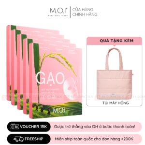 (TẶNG TÚI MÂY HỒNG) Combo 5 Hộp Mặt Nạ Gạo Tinh Khiết M.O.I Hydrogel Phiên Bản Cải Tiến 2025 (Hộp 3 miếng)