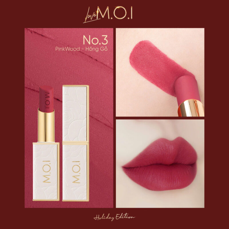 son thỏi love m.o.i phiên bản lễ hội holiday no.3 hồng gỗ