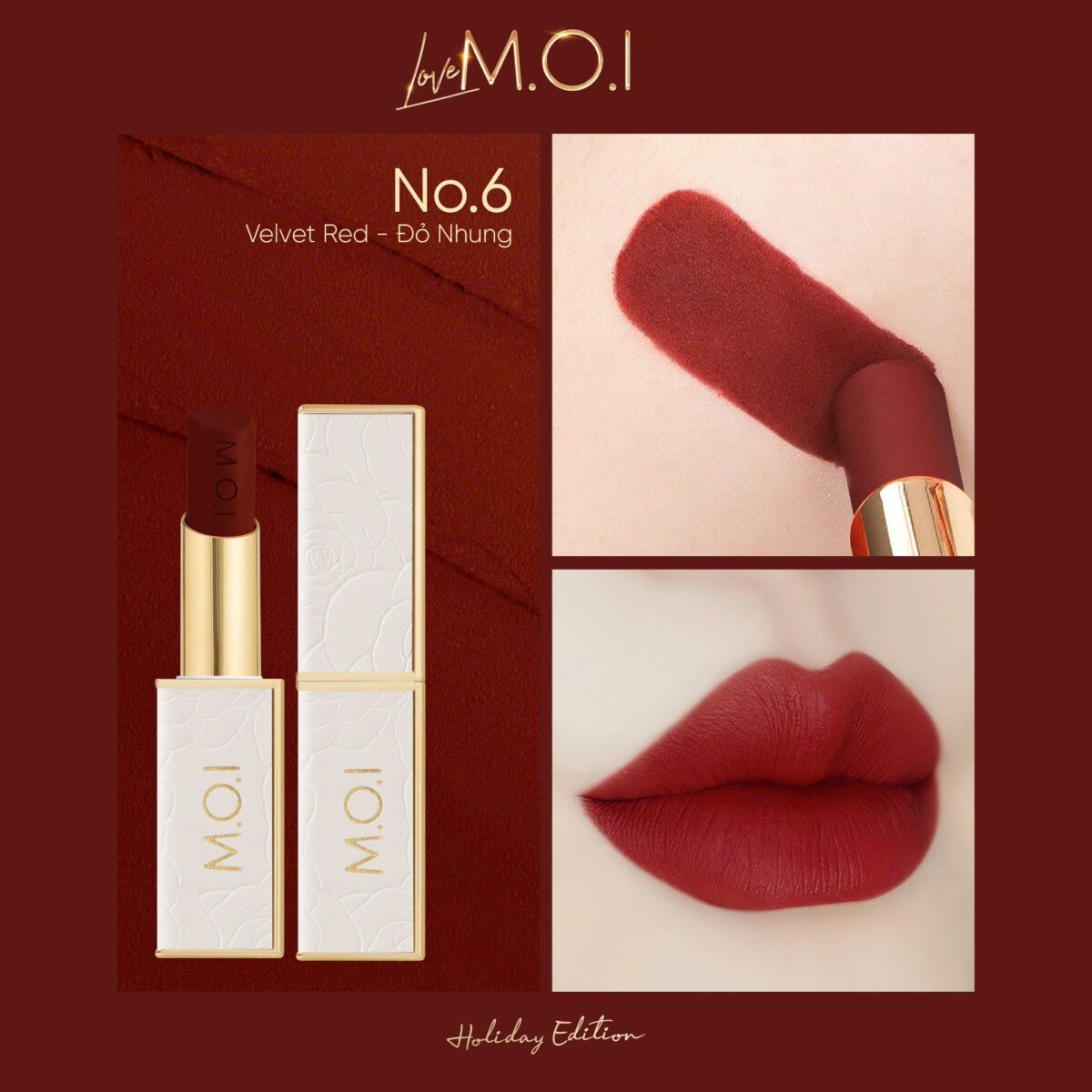 son thỏi love m.o.i phiên bản lễ hội holiday no.6 đỏ nhung